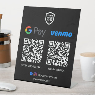 Expositor En L Pago de código QR Escaneo Venmo y Paypal para pa