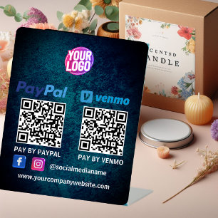 Expositor En L Pago de código QR Logo de Venmo Paypal para paga