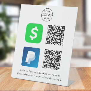Expositor En L Pago de código QR Logotipo de CashApp Paypal Sca