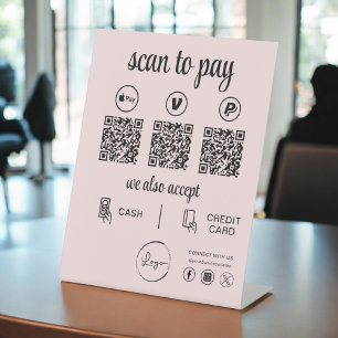 Expositor En L Pago de código QR - Logotipo de escaneo para pagar