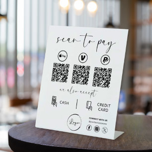 Expositor En L Pago de código QR - Logotipo de escaneo para pagar