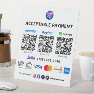 Expositor En L Pago de código QR múltiple White Scan para pagar