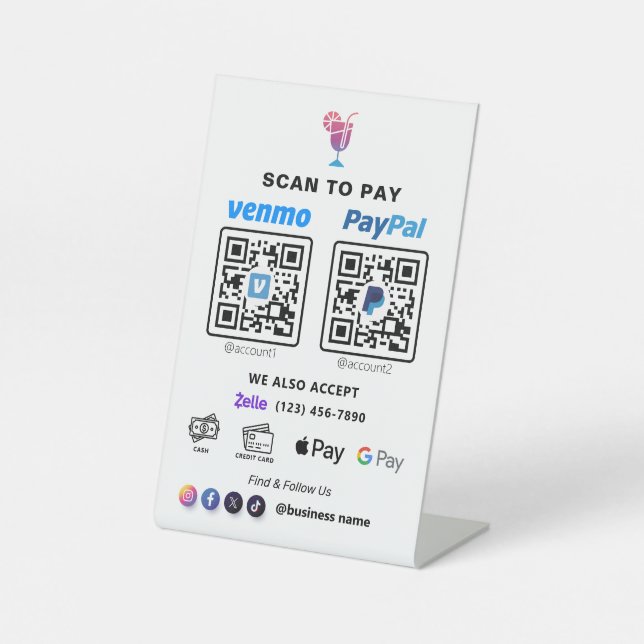Expositor En L Pago de código QR múltiple | White Scan para pagar (Anverso)