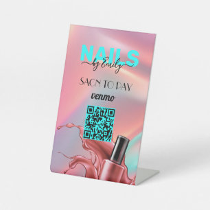 Expositor En L Pago de código QR por venta de uñas Escanear par