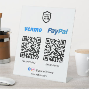 Expositor En L Pago de código QR Venmo y Paypal de pago