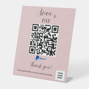 Expositor En L Pago de Paypal Código QR Rubor rosa