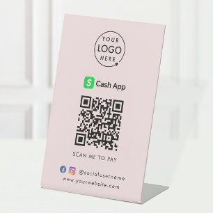 Expositor En L Pago electrónico de CashApp Código QR Rosa moder