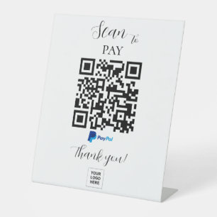Expositor En L Pago minimalista de Paypal Código QR Rótulo Pedest