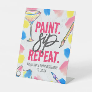 Expositor En L Paint and Sip 30th Birthday Fiesta Welcome Sign