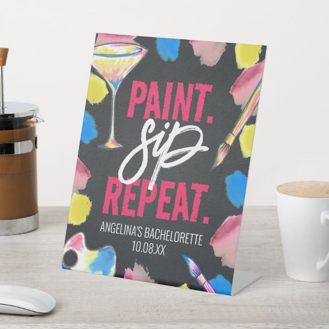 Expositor En L Paint and Sip Chalkboard Bachelorette Party Rótulo (In Situ)