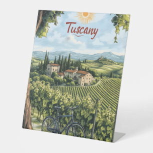 Expositor En L Paisaje toscano con viñedos y bicicleta