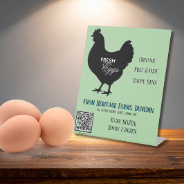 Expositor En L Pale Green Fresh Eggs Farmer's Market Sign QR Code