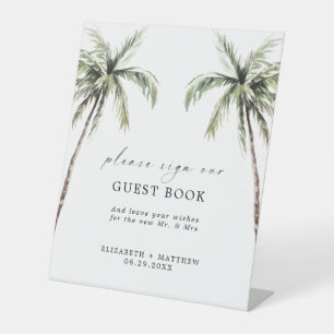 Expositor En L Palm Tree Tropical Libro mínimo de Bodas