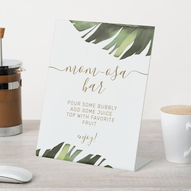 Expositor En L Palm Tropical Floral Shower Momosa Bar Rótulo (In Situ)