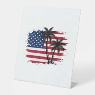 Expositor En L Palmera Bandera Americana Patriótica Arte Vectoria