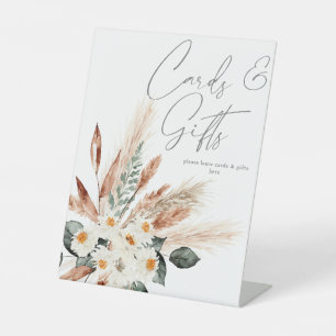 Expositor En L Pampas de cobre y tarjetas de flores y regalos de 