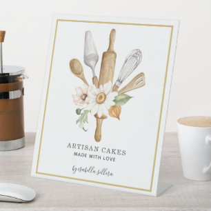 Expositor En L Panadería Pastal Chef Acuarela Hormigón Utensil He