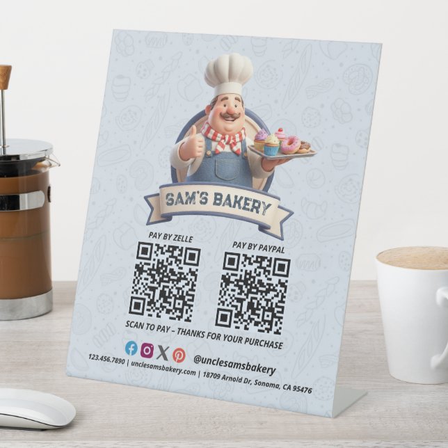 Expositor En L Panadería Pastelería Chef Postres Código QR Pagar  (In Situ)