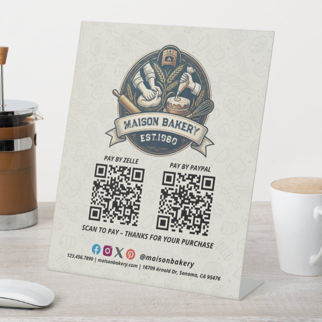 Expositor En L Panadería Pastelería Chef Postres Código QR Pagar  (In Situ)