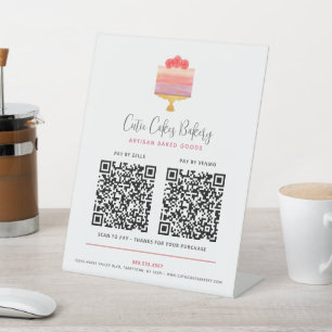 Expositor En L Panadería Torta De Postre Rosa Púrpura Código QR P
