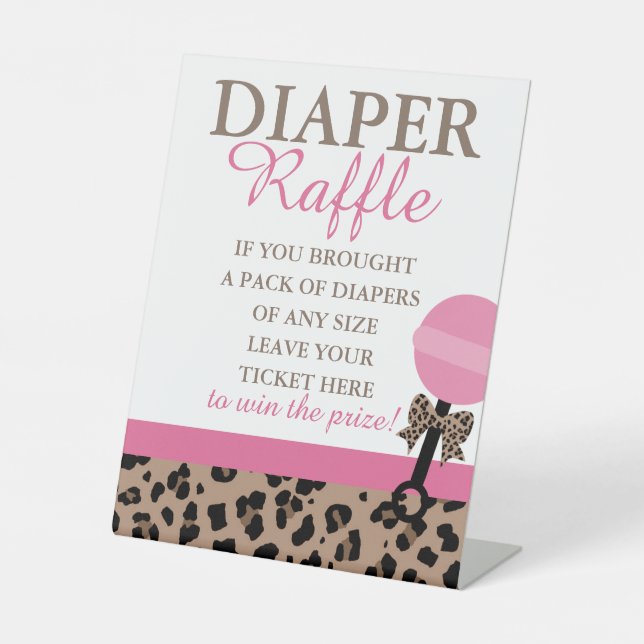 Expositor En L Pantalla de Raffle Leopard y Baby Shower Pink (Anverso)