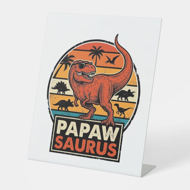 Expositor En L Papawsaurus Diseño Vectorial Retro Dinosaurio Atar (Anverso)