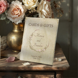 Expositor En L Papel viejo Boda Vintage Regalos Rótulo Pedestal