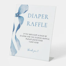 Pastel Azul Bow Baby Shower Diaper Raffle