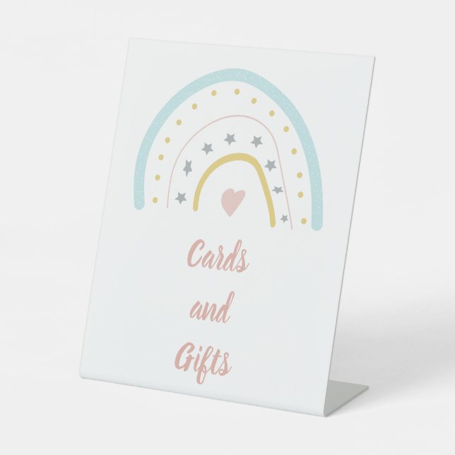 Expositor En L Pastel Azul Pink Rainbow Cards and Gifts Cumpleaño (Anverso)