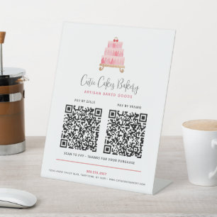 Expositor En L Pastel de Rosa Rubor de Panadería 2 Códigos QR Pag