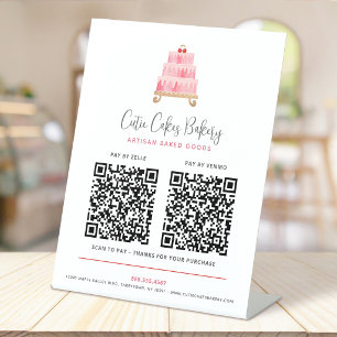 Expositor En L Pastel de Rosa Rubor de Panadería 2 Códigos QR Pag
