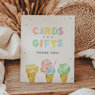 Expositor En L Pastel Ice Cream Tarjetas de cumpleaños y Rótulo d