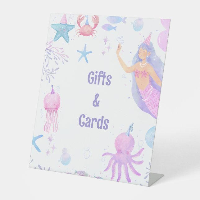 Expositor En L Pastel Mermaid 1er cumpleaños Tarjeta de regalo de (Anverso)