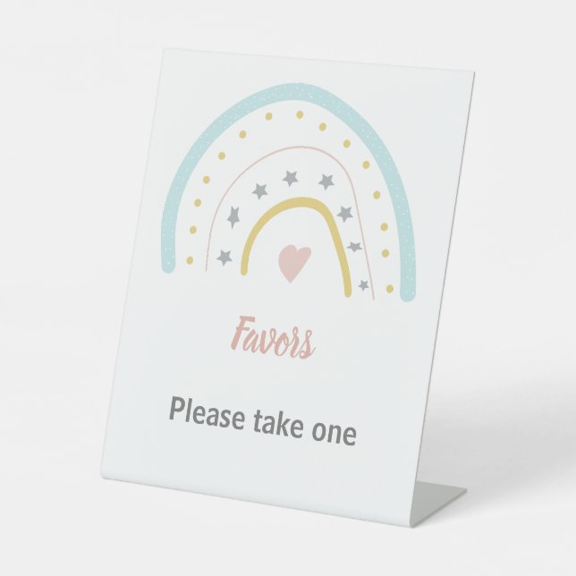 Expositor En L Pastel Pink Blue Rainbow Guest Book Fiesta de cump (Anverso)