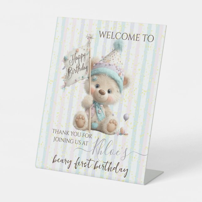 Expositor En L Pastel Teddy Bear Birthday  (Anverso)