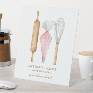 Expositor En L Pastelería Chef Acuarela Utensilios de Repostería