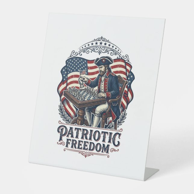 Expositor En L Patriotic Chess Player Vector Graphic Tee (Anverso)