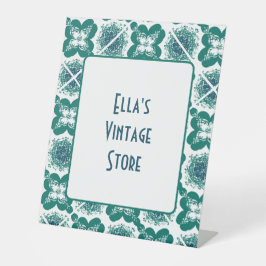 Expositor En L Patrón de baldosas retro de pequeña empresa de esc