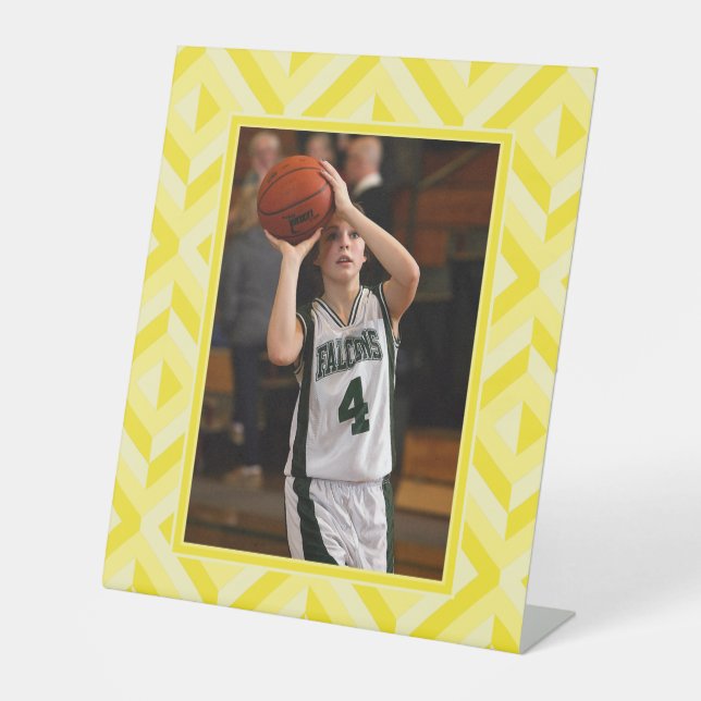 Expositor En L Patrón de diamante de tres tonos amarillo fotográf (Anverso)