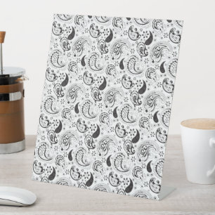 Expositor En L Patrón de paisley blanco y negro - Arte textil ele
