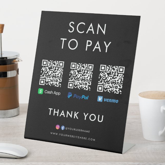 Expositor En L Paypal Venmo Cash App Scan para pagar el código QR (In Situ)