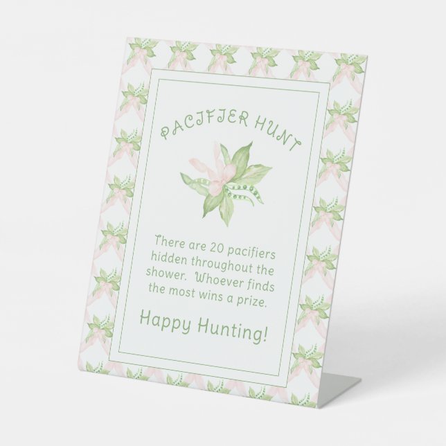 Expositor En L Pea dulce rosa Chica Pacificador Hunt Baby Shower (Anverso)