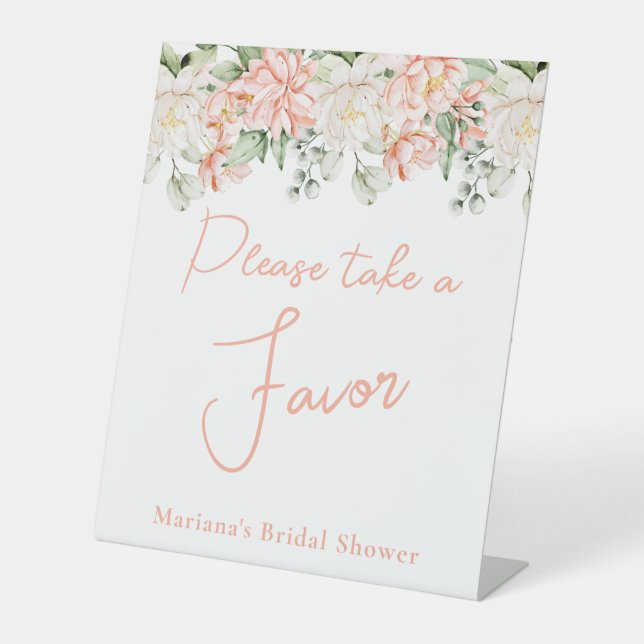 Expositor En L Peach Floral Bridal Shower Favor (Anverso)