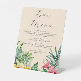 Expositor En L Peach Watercolor Tropical Floral Bar Menu Boda