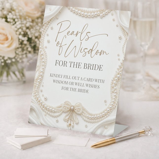 Expositor En L Pearls of Wisdom Bridal Shower Sign (Pearls of Wisdom Bridal Shower Sign)