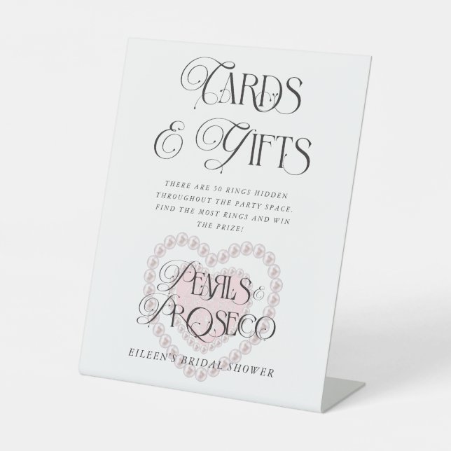 Expositor En L Pearls Prosecco Bridal Shower Cards & Gifts Person (Anverso)