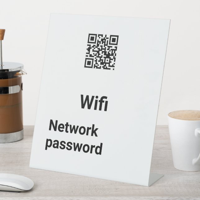 Expositor En L Pedestal de código QR Wi-Fi blanco moderno minimal (In Situ)