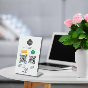 Expositor En L Pedestal de pago con código QR de logotipo persona