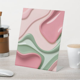 Expositor En L Pedestal sign in stylish abstract graphic