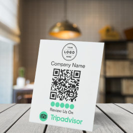 Expositor En L Pedido de reseña de TripAdvisor con pedestal y cód